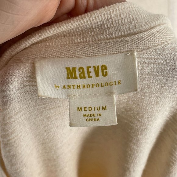 Anthropologie Maeve Cream Textured Long Sleeve Sleeve Knit Top Current Season M - Picture 8 of 10